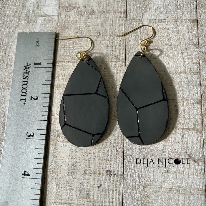 Black Geometric Print Earrings (2)