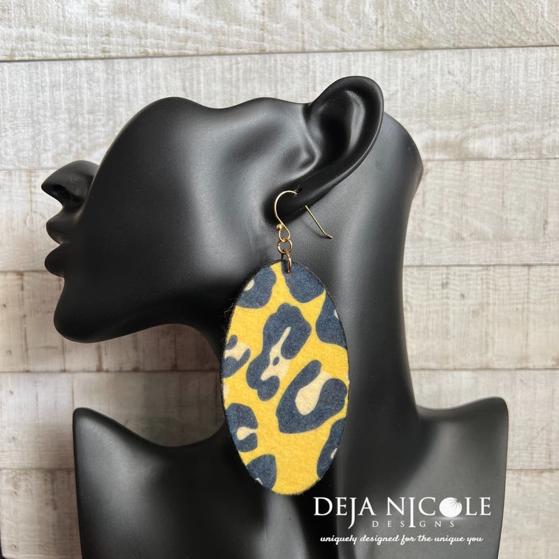 Yellow Cheetah Animal Print Earrings
