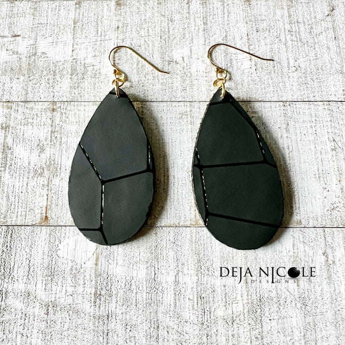 Black Geometric Print Earrings (2)