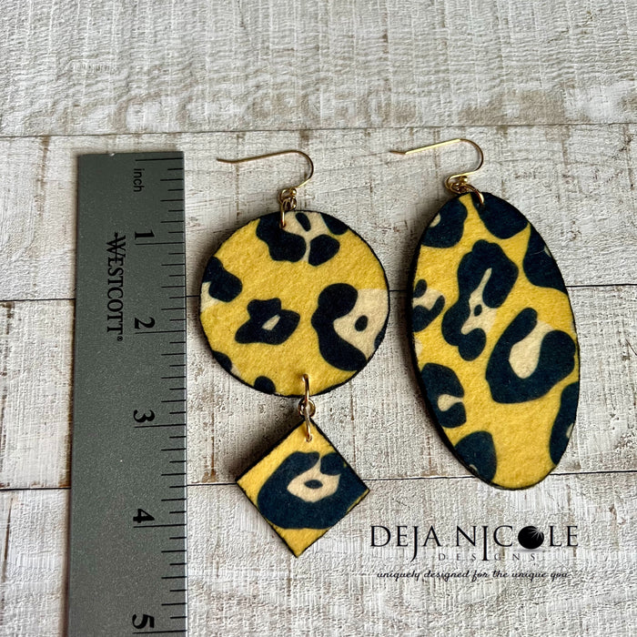 Yellow Cheetah Animal Print Earrings