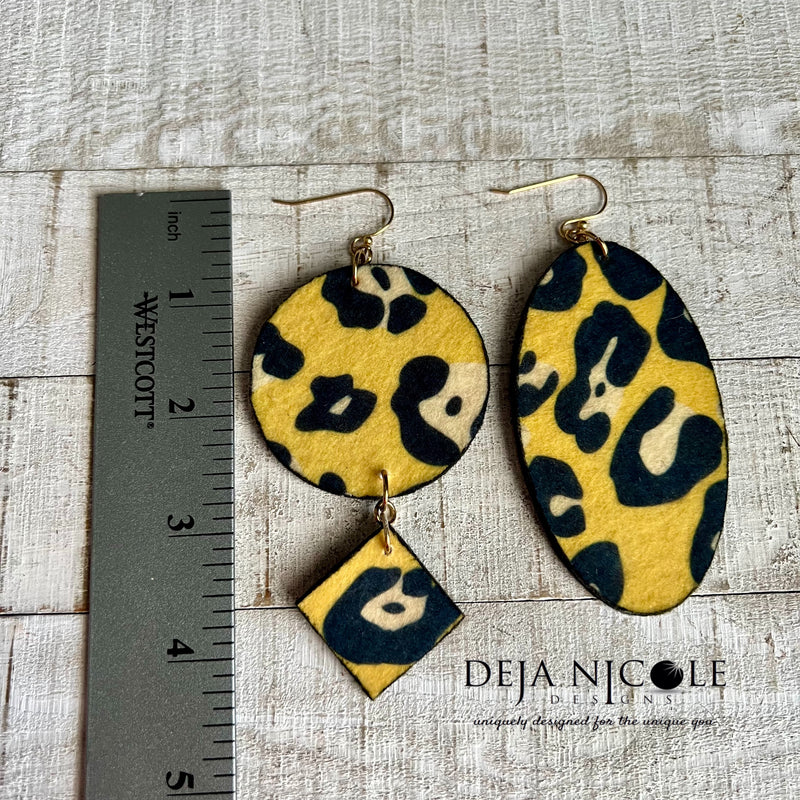 Yellow Cheetah Animal Print Earrings