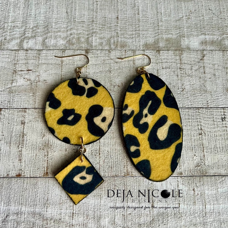 Yellow Cheetah Animal Print Earrings