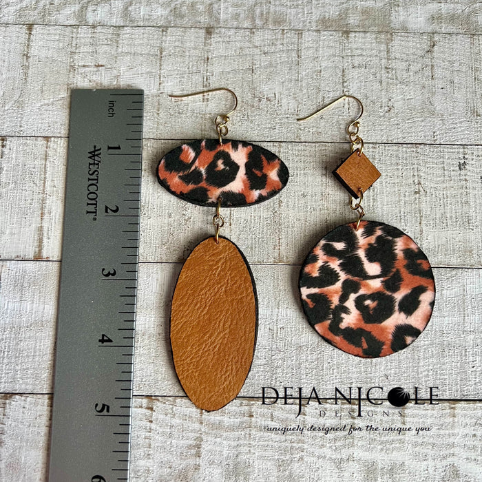 Cheetah & Faux Leather Animal Print Earrings