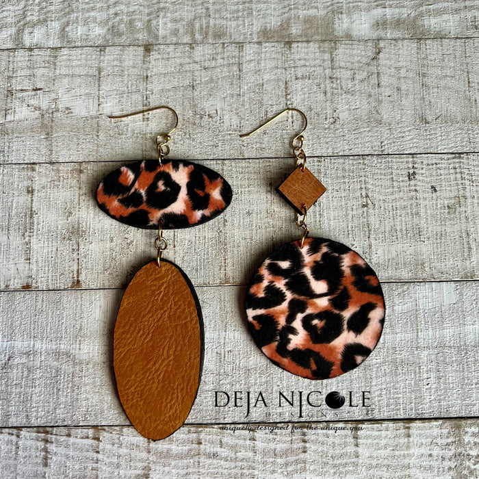 Cheetah & Faux Leather Animal Print Earrings