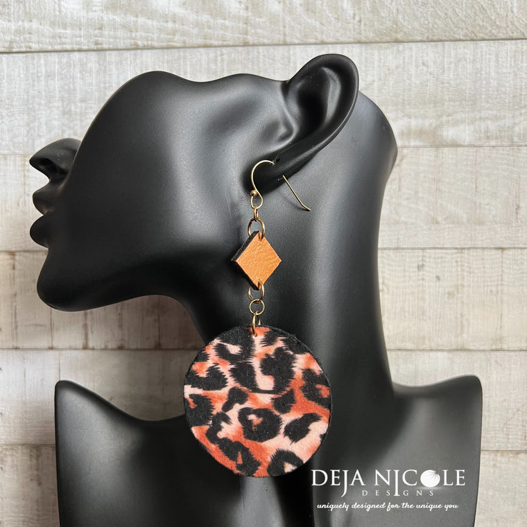 Cheetah & Faux Leather Animal Print Earrings