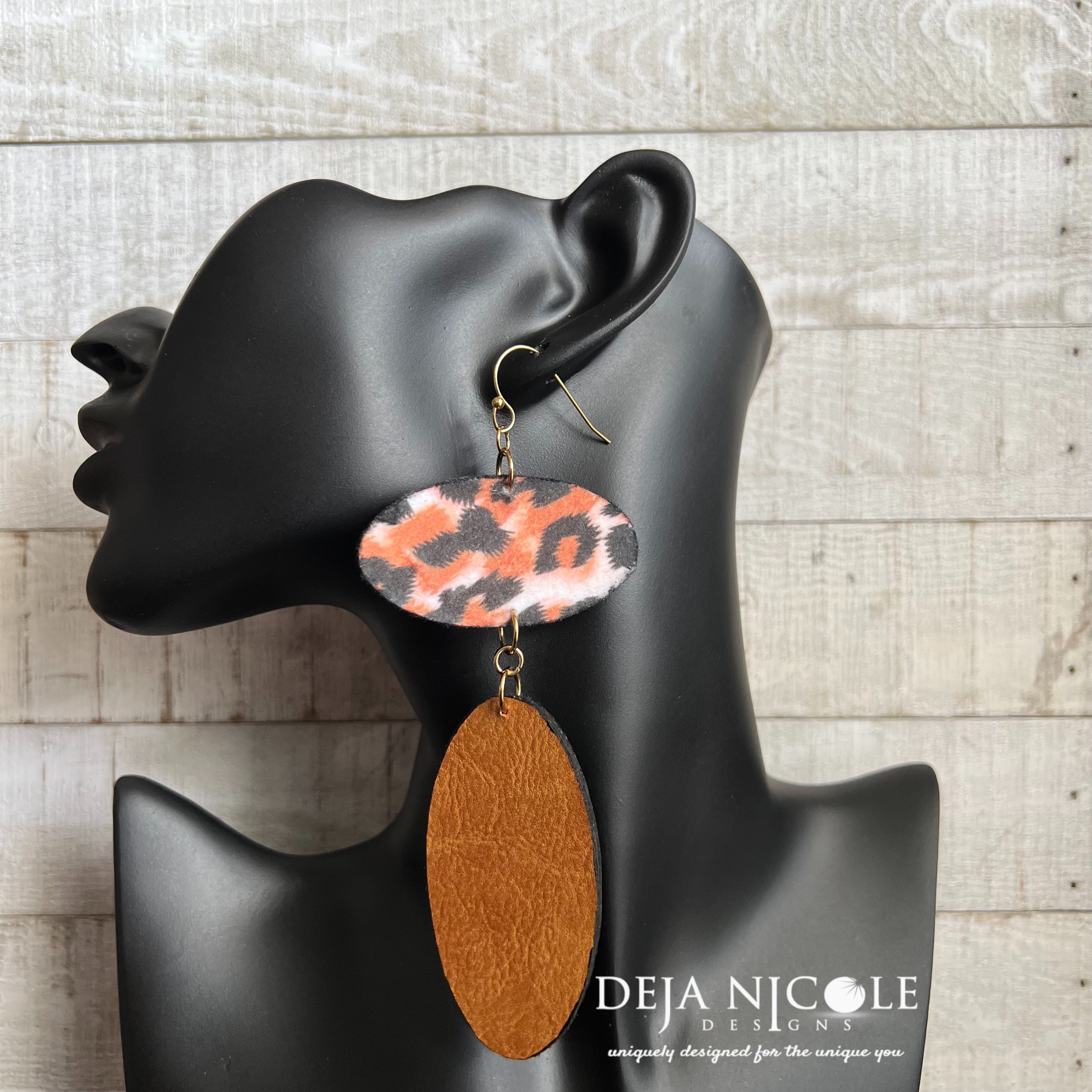 Cheetah & Faux Leather Animal Print Earrings