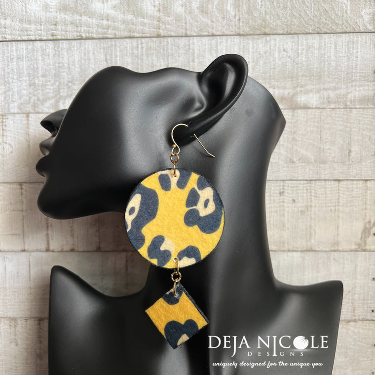 Yellow Cheetah Animal Print Earrings