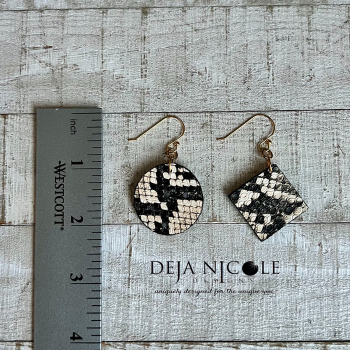 Tan Snakeskin Animal Print Earrings