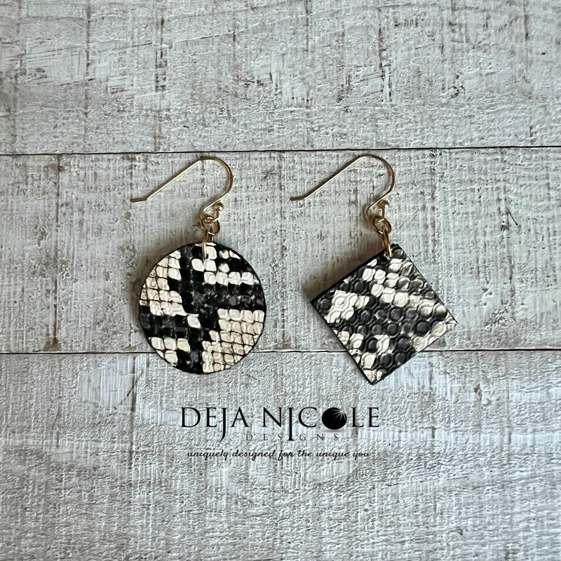 Tan Snakeskin Animal Print Earrings