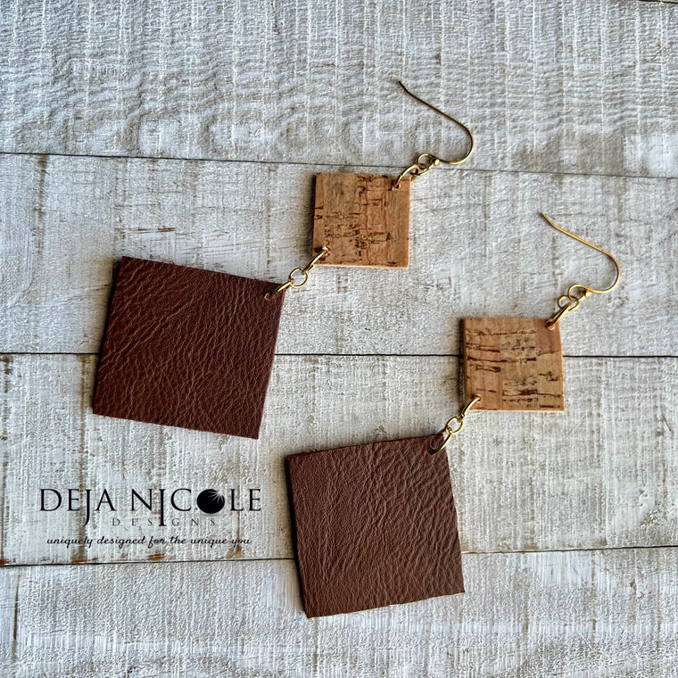 Cork & Faux Leather Earrings