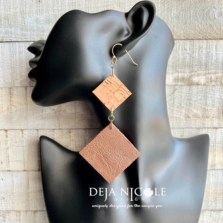 Cork & Faux Leather Earrings