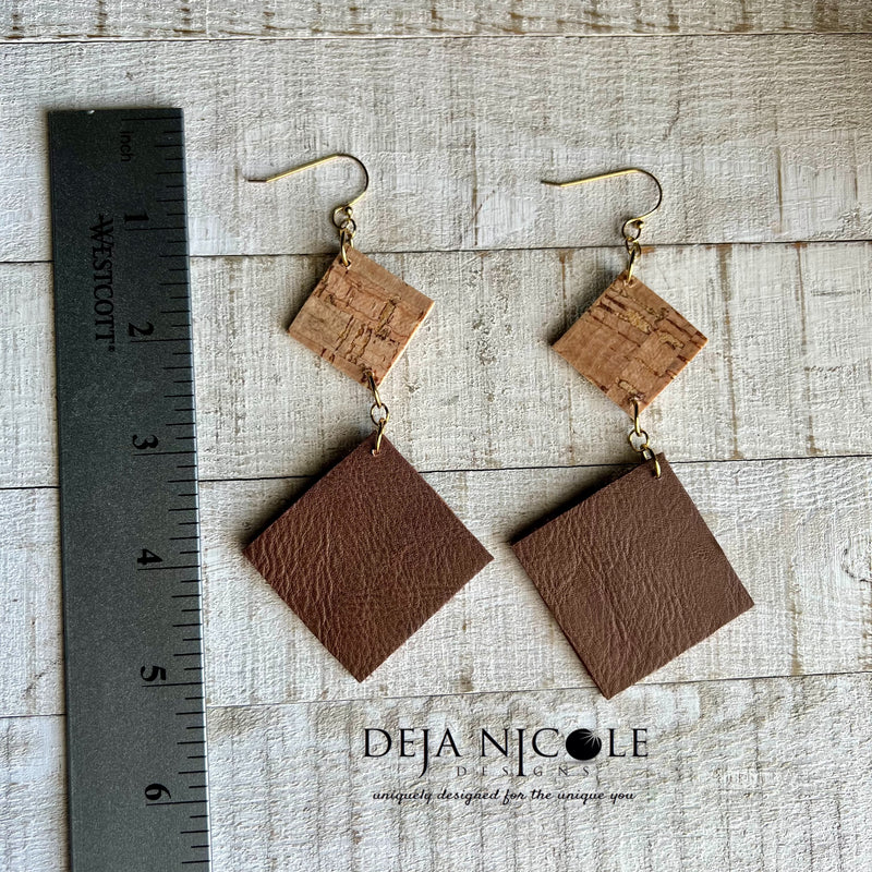 Cork & Faux Leather Earrings