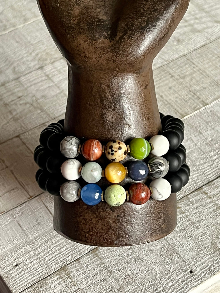 Everest Echo Trio Stack Gemstone Bracelet Set