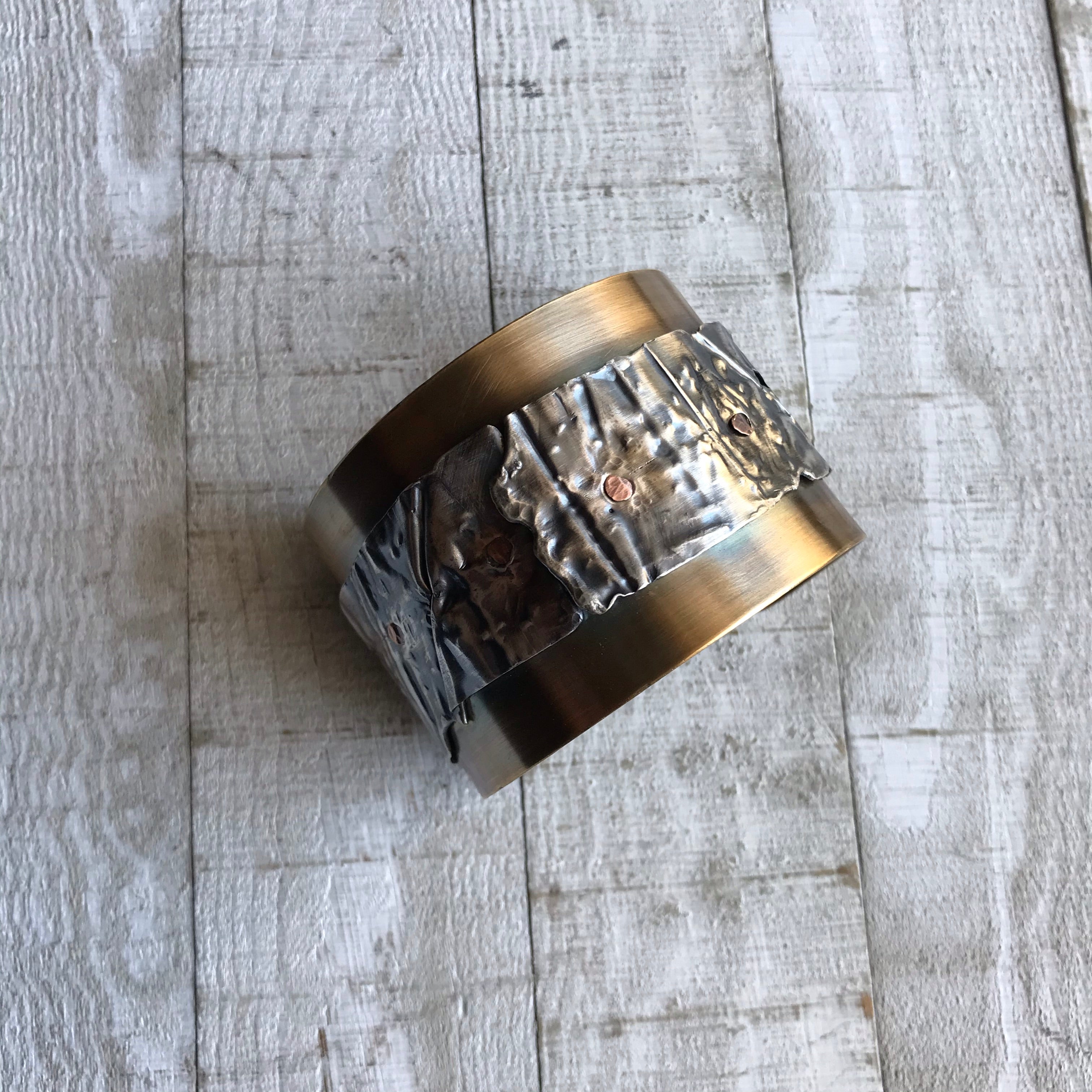 Brass Metal Fold Form Cuff Bracelet