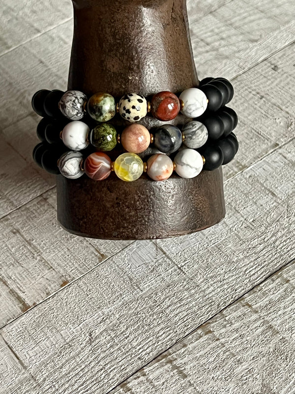 Harbor Hues Trio Stack Gemstone Bracelet Set