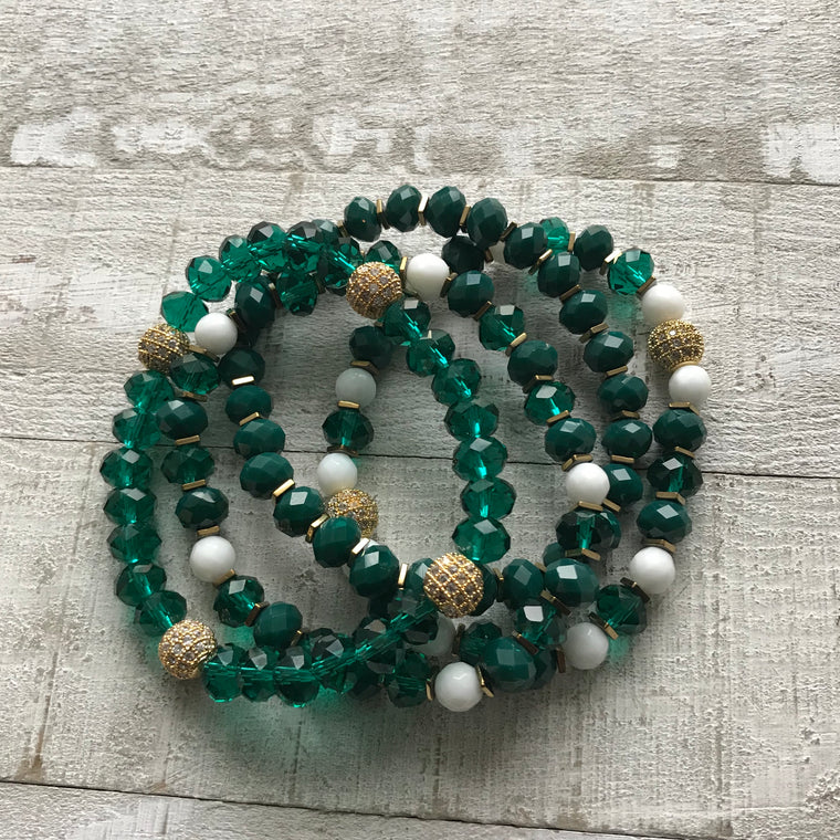Emerald Crystal Stacker Bracelet Set